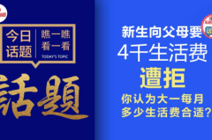 新生向父母要4千生活费遭拒 你认为大一每月多少生活费合适?