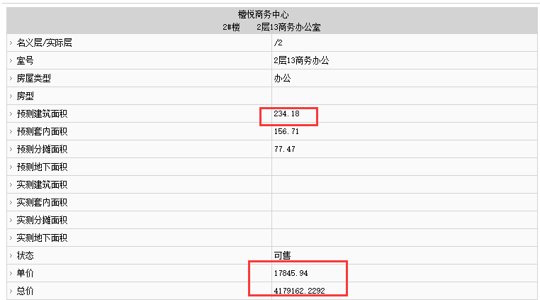 陽(yáng)光城榕心未來(lái)部分房源備案價(jià)