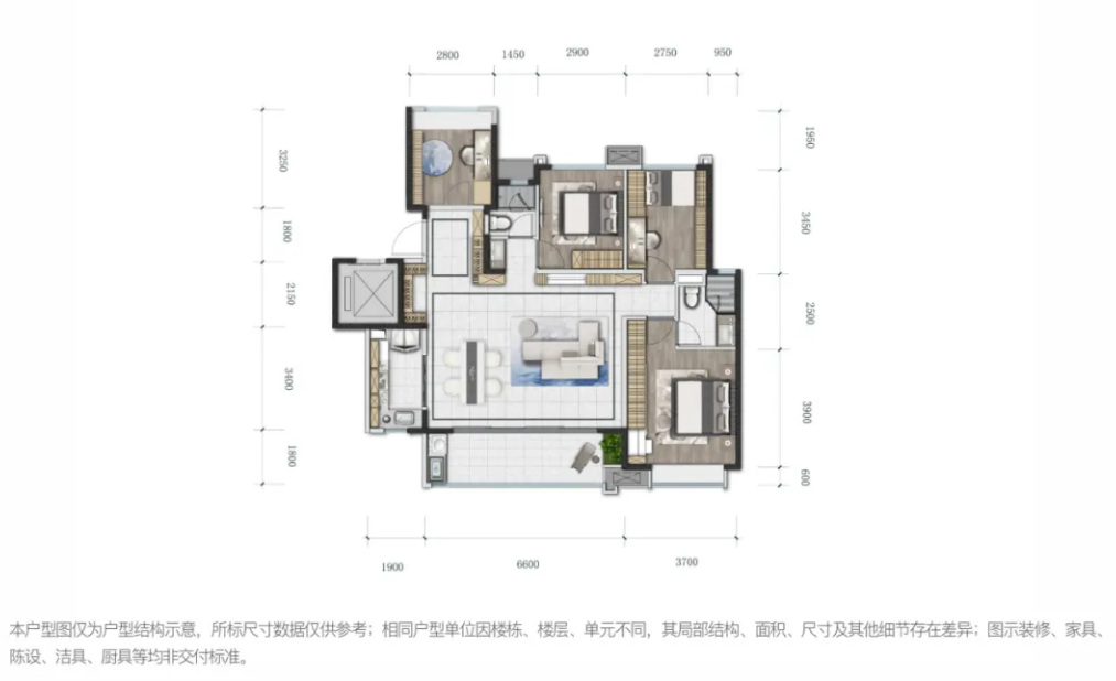 万科·锦园项目隐翠：建面约125㎡四室两厅两卫