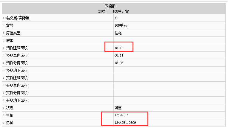 世茂遠洋東江灣悅境部分房源備案價