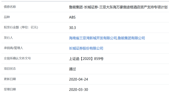 鲁能集团30.3亿元三亚大东海万豪傲途格酒店ABS获上交所通过-中国网地产