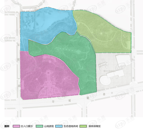湖天双拥公园功能区域规划示意图