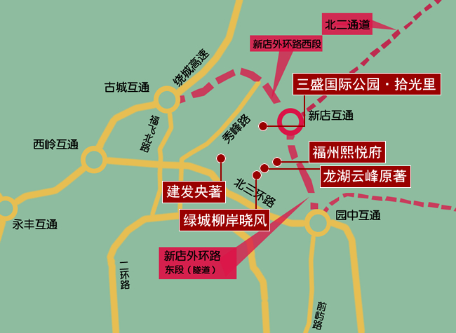△新五四北5大品質(zhì)樓盤(pán)分布圖