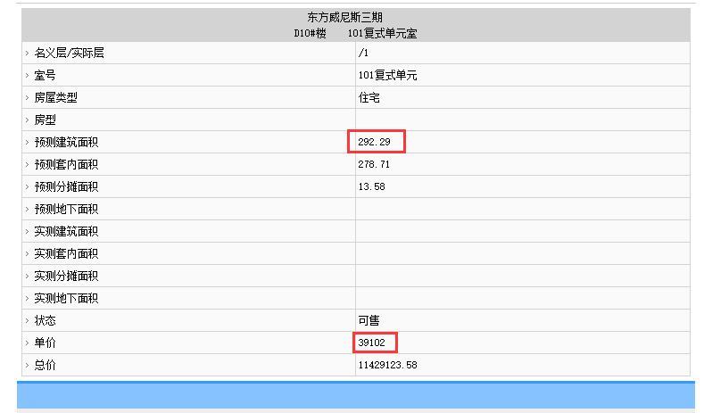 D10#樓禹洲榕御部分房源備案價(jià)