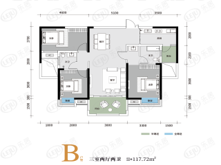 恒基旭辉湖山赋B户型户型图