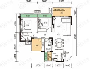 邦泰·大学路1号A1户型图