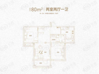 自在香滨1#、2#、3#楼 标准层02、05户户型图