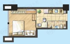 力宝国际公寓图为力宝国际公寓38平米户型户型图
