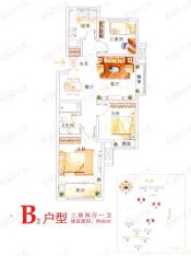 中海国际社区3室2厅1卫户型图