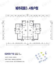 万科城市花园3、4栋02/03户型户型图