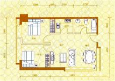 富裕中心F户型（售完）2室2厅1卫1厨户型图