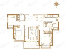 苏州恒大悦珑湾3室2厅1卫户型图