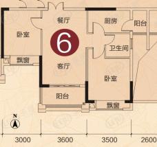 中建芙蓉嘉苑8栋2单元 二房二厅一卫户型图