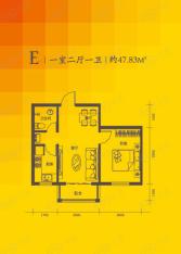 正泰园B区1室2厅1卫户型图