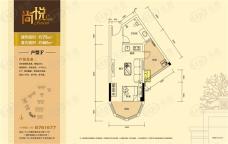 胜球阳光花园三期75平一房一厅一卫户型图