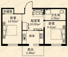 金都府邸6号楼2室1厅1卫户型图