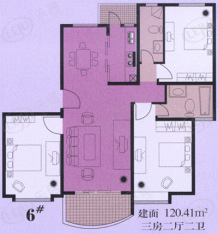 东方名筑-馥园房型: 三房;  面积段: 102.65 －124.26 平方米;
户型图