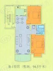 汇康公寓房型: 二房;  面积段: 90 －100 平方米;
户型图