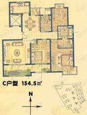 大宁瑞仕花园3室2厅2卫户型图