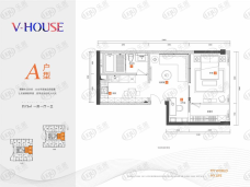 宝能公馆V-HOUSE1室1厅1卫户型图