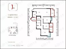 中铁天宏康郡3室2厅2卫户型图