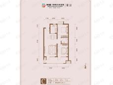 锦绣花苑C户型-84㎡-两室两厅一卫户型图