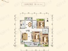 领创鲁山大地城3室2厅2卫户型图