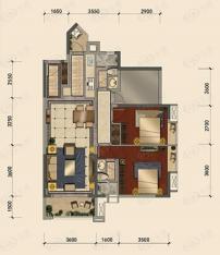 中海花湾壹号3室2厅2卫户型图