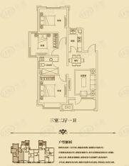 未来城C2户型三室两厅一卫户型图