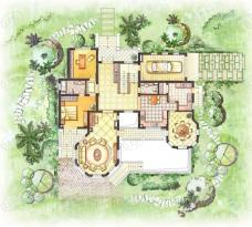 香水湾别墅C4型一层花园户型图
