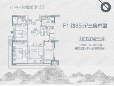 万科大樟溪岸F1端头三房户型户型图