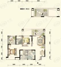 金沙海棠A户型 2011年在售 2室2厅2卫 建筑面积：85.88㎡户型图