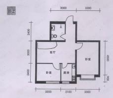 假日小城一期房型: 二房;  面积段: 61 －80 平方米;户型图