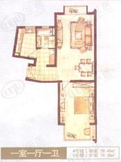 爱家国际大厦房型: 一房;  面积段: 70 －80 平方米;
户型图