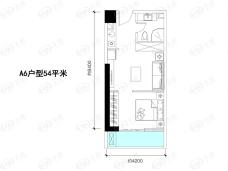 三木海立方A6户型54平米户型图