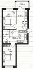 东方玫瑰园2室1厅1卫户型图