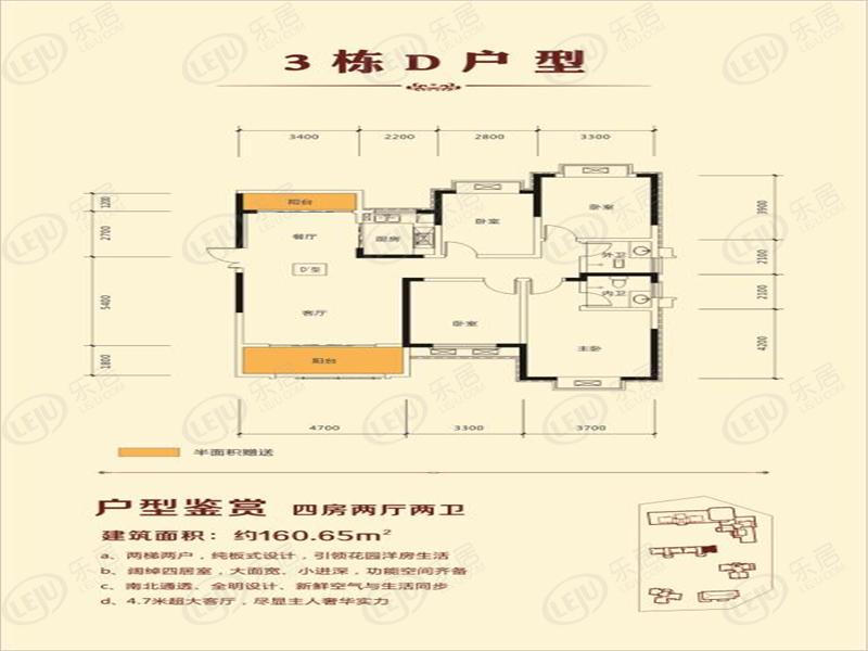 湘潭岳塘金芙蓉国际广场住宅 户型面积95.46~160.65㎡