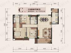 中海国际社区三室两厅两卫户型图