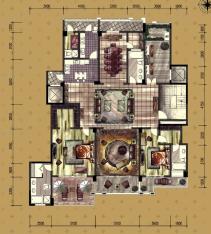 金阳伦敦西区G户型建筑面积229，实得面积320户型图