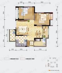 蒂梵尼TOWNC5户型两室两厅单卫户型图