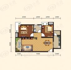 瑞丰世家4# A户型两室二厅1卫 约77.52平米户型图