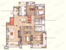 保利湖畔阳光苑E2户型 4房2厅2卫 171平米户型图