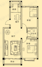 奥润仁和梅苑2室2厅1卫户型图