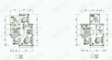 保利林语类独栋别墅二层、三层平面图户型图