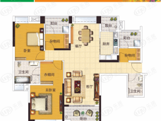 雅居乐花园3室2厅2卫户型图