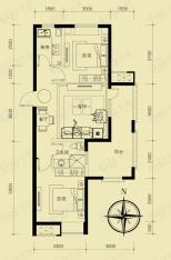 华川爱丁堡高层A户型 两室两厅一卫户型图