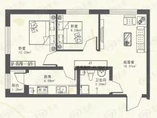 东都公元J1户型2室1厅1卫使用面积41.03平米户型图