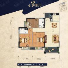 赢天新景3栋03户型112平三房两厅两卫户型图