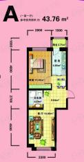 东侨国际一居一厅使用面积43.76平方米户型图