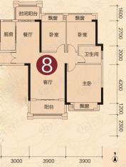 中建芙蓉嘉苑8栋2单元 三房二厅一卫户型图